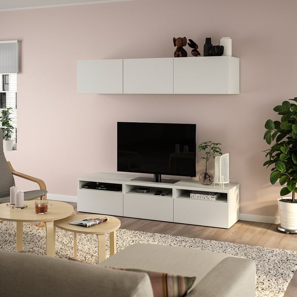 BESTÅ Banc TV, blanc/Lappviken blanc, 180x42x185 cm