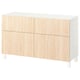 BESTÅ Combi rangement portes/tiroirs, blanc/Fänrik/Stubbarp frêne, 120x42x74 cm