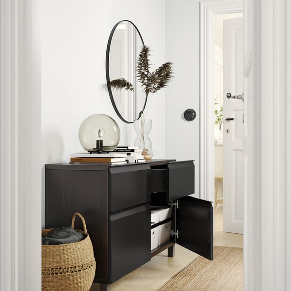 BESTÅ Combi rangement portes/tiroirs, brun noir/Hammarsmed/Stubbarp anthracite, 120x42x74 cm