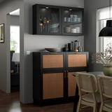BESTÅ Combi rangement portes/tiroirs, brun noir Studsviken/Stubbarp/brun foncé peuplier tréssé, 120x42x213 cm