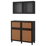 BESTÅ Combi rangement portes/tiroirs, brun noir Studsviken/Stubbarp/brun foncé peuplier tréssé, 120x42x213 cm