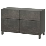 BESTÅ Combi rangement portes/tiroirs, gris foncé Kallviken/Stubbarp/gris foncé imitation ciment, 120x42x74 cm