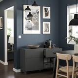 BESTÅ Combi rangement portes/tiroirs, gris foncé/Lappviken/Stubbarp gris foncé, 120x42x74 cm