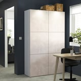 BESTÅ Combinaison rangement portes, blanc Bergsviken/beige marbré, 120x42x193 cm