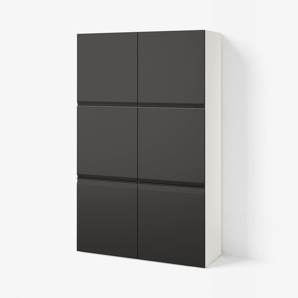 BESTÅ Combinaison rangement portes, blanc Hammarsmed/anthracite, 120x42x193 cm