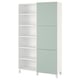 BESTÅ Combinaison rangement portes, blanc/Hjortviken gris-vert pâle, 120x42x202 cm