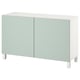 BESTÅ Combinaison rangement portes, blanc/Hjortviken/Stubbarp gris-vert pâle, 120x42x74 cm
