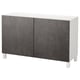 BESTÅ Combinaison rangement portes, blanc Kallviken/Stubbarp/gris foncé imitation ciment, 120x42x74 cm