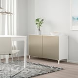 BESTÅ Combinaison rangement portes, blanc/Riksviken/Nannarp effet bronze clair, 120x42x74 cm