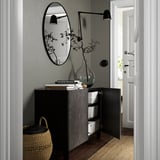 BESTÅ Combinaison rangement portes, brun noir Kallviken/Stubbarp/gris foncé imitation ciment, 120x42x74 cm
