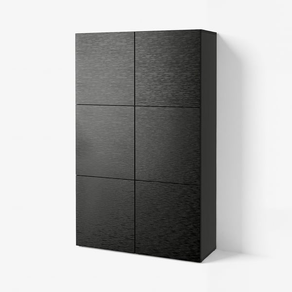 BESTÅ Combinaison rangement portes, brun noir/Laxviken noir, 120x42x193 cm