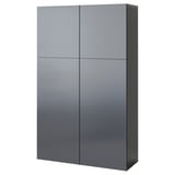 BESTÅ Combinaison rangement portes, brun noir/Riksviken effet étain noir brossé, 120x42x193 cm