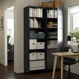 BESTÅ Combinaison rangement portes, brun noir/Riksviken effet étain noir brossé, 120x42x202 cm