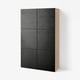 BESTÅ Combinaison rangement portes, effet chêne blanchi/Laxviken noir, 120x42x193 cm