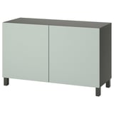 BESTÅ Combinaison rangement portes, gris foncé/Hjortviken/Stubbarp gris-vert pâle, 120x42x74 cm