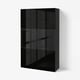 BESTÅ Combinaison rangement ptes vitrées, brun noir/Selsviken brillant/noir verre fumé, 120x42x193 cm