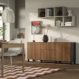 BESTÅ Combinaison rangement tiroirs, brun noir/Lappviken/Stubbarp motif noyer, 180x42x75 cm