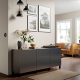 BESTÅ Combinaison rangement tiroirs, brun noir/Riksviken effet étain noir brossé, 180x42x74 cm