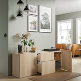 BESTÅ Combinaison rangement tiroirs, effet chêne blanchi/Lappviken effet chêne blanchi, 180x42x65 cm