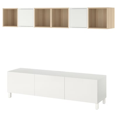 BESTÅ / EKET Banc TV, blanc/Valviken, 180x42x48 cm