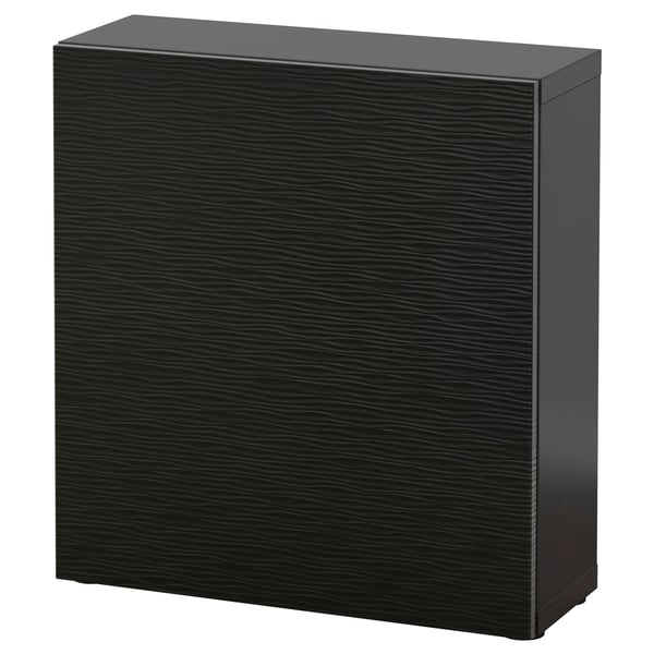 BESTÅ Étagère avec porte, brun noir/Laxviken noir, 60x22x64 cm