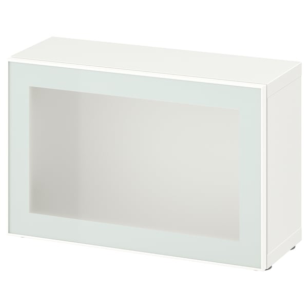 BESTÅ Étagère avec porte vitrée, blanc Glassvik/blanc/vert clair verre givré, 60x22x38 cm