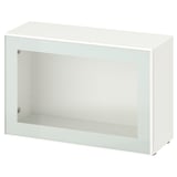 BESTÅ Étagère avec porte vitrée, blanc Glassvik/blanc/vert clair verre transparent, 60x22x38 cm