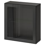 BESTÅ Étagère avec porte vitrée, brun noir/Glassvik noir/verre transparent, 60x22x64 cm