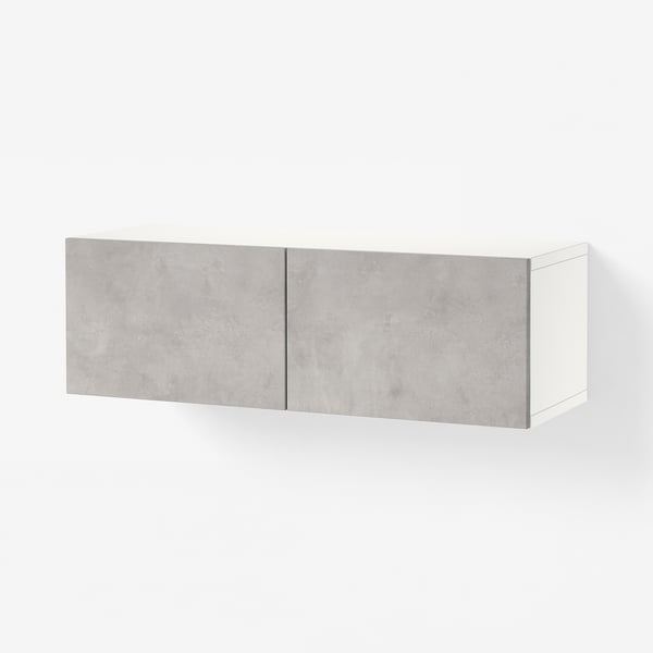 BESTÅ Étagère avec portes, blanc/Kallviken gris clair, 120x42x38 cm