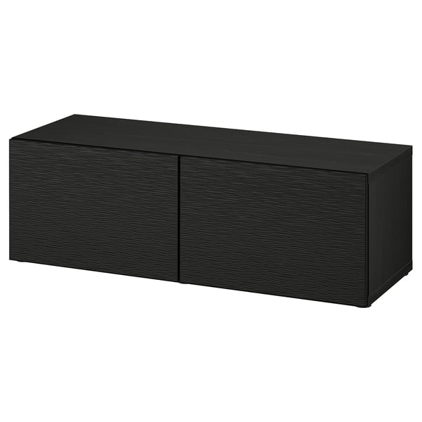 BESTÅ Étagère avec portes, brun noir/Laxviken brun noir, 120x42x38 cm