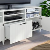 BESTÅ Rangement TV/vitrines, blanc/Sutterviken/Kabbarp blanc verre transparent, 180x42x192 cm
