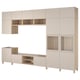 Option: BESTÅ Rangement TV/vitrines, plaqué chêne blanchi Lappviken/Sindvik verre transparent, 360x42x240 cm