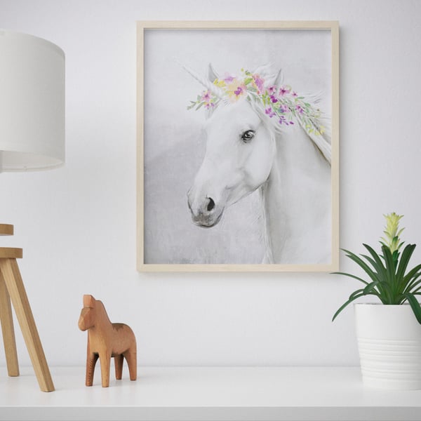 BILD Image, Licorne avec fleur, 40x50 cm