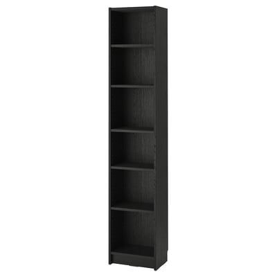BILLY Bibliothèque, noir motif chêne, 40x28x202 cm