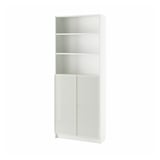 BILLY / HÖGBO Bibliothèque+portes vitrées, blanc, 80x30x202 cm