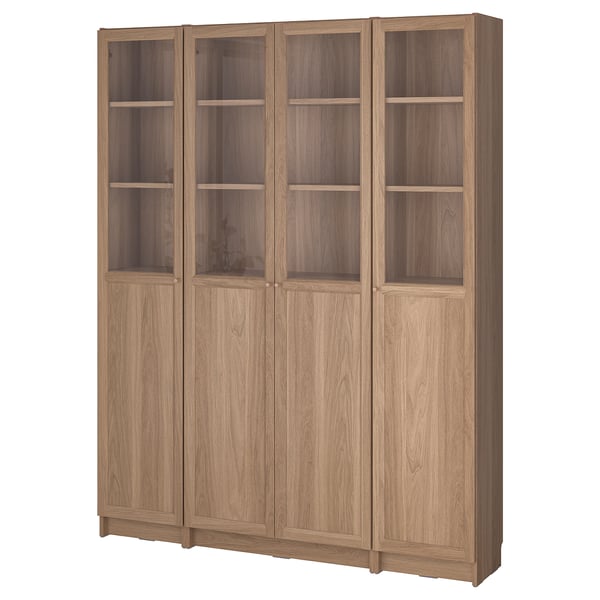 BILLY / OXBERG Comb biblio portes pleines/vitrées, motif chêne, 160x202 cm