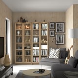 BILLY / OXBERG Combi bibliothèque+portes vitrées, motif chêne, 160x202 cm
