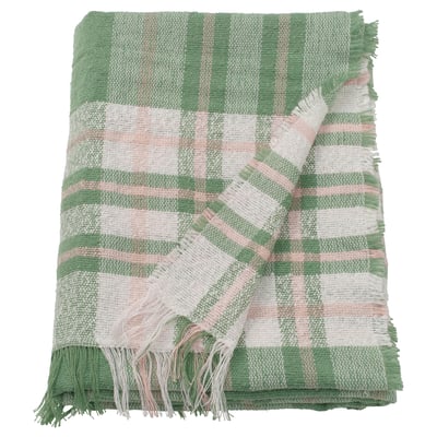BISKOPSMÖSSA Plaid, vert/blanc cassé, 130x170 cm