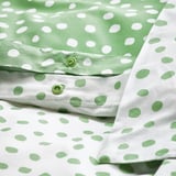 BJÖRKGRÅMAL Housse de couette et 2 taies, vert blanc/à pois, 240x220/50x60 cm