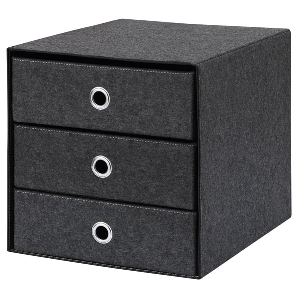 BLÄDDRA Mini-commode 3 tiroirs, gris, 33x38 cm