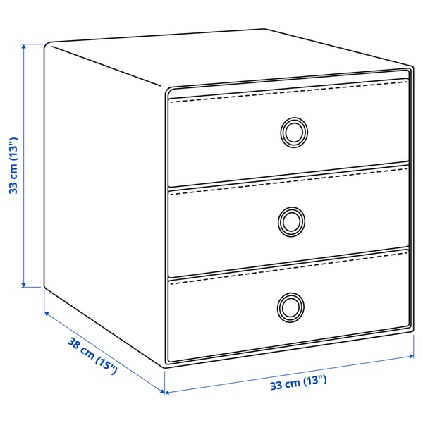 BLÄDDRA Mini-commode 3 tiroirs, gris, 33x38 cm