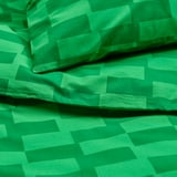BLÅSKATA Housse de couette et 1 taie, vert/à motifs, 150x200/50x60 cm