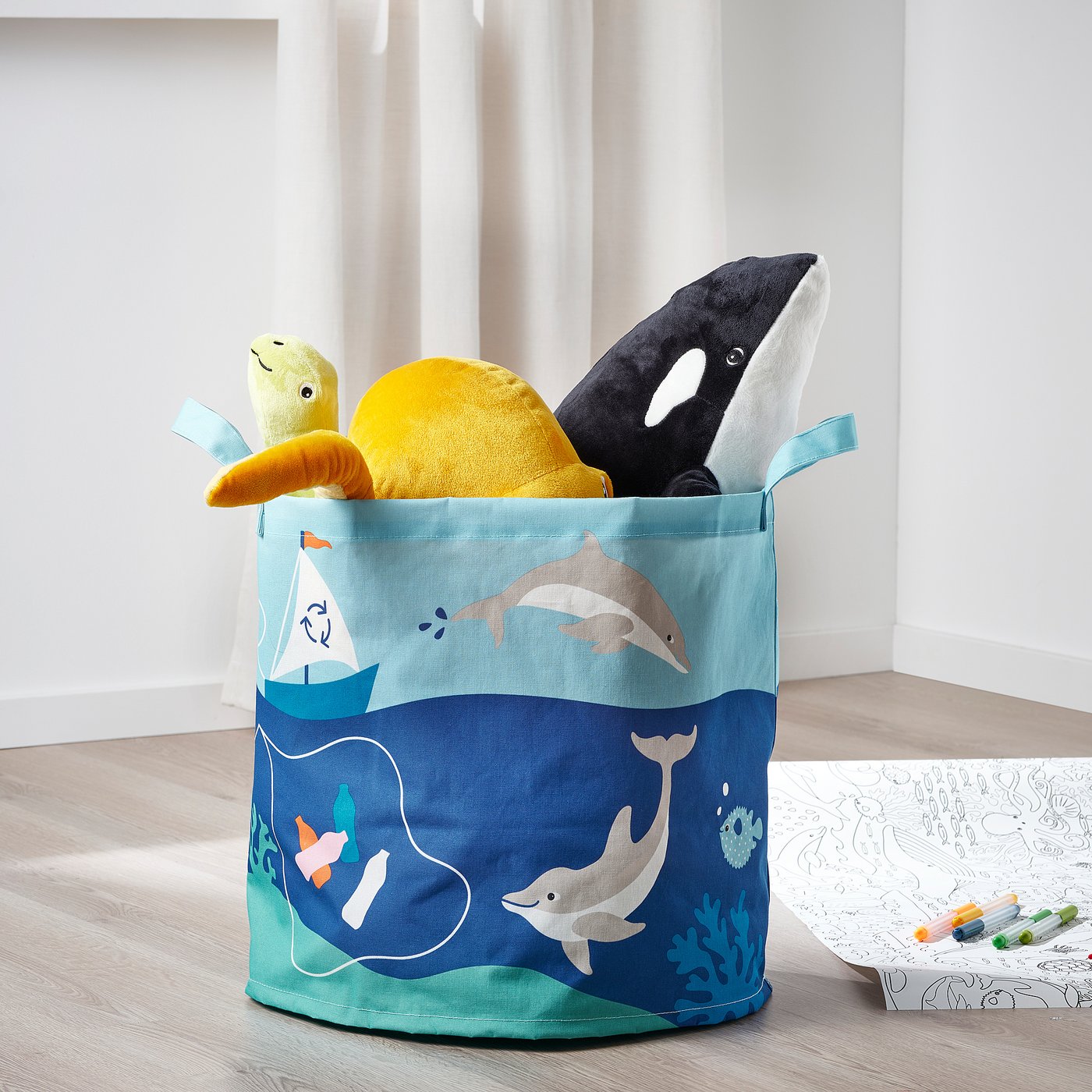 Pouf De Rangement Pour Enfants - Housse En Tissu 100x60x53cm (Rembourrage Non Inclus) - Motif Hérisson