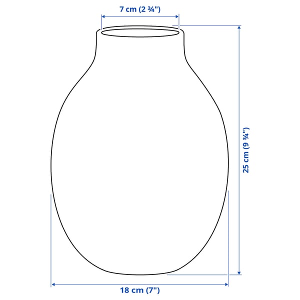 BLODBJÖRK Vase, rayé blanc/jaune, 25 cm