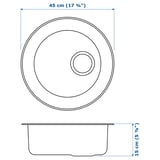 BOHOLMEN Évier intégré, 1 bac, acier inoxydable, 45 cm