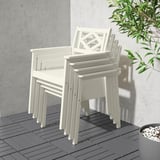 BONDHOLMEN Chaise avec accoudoirs, extérieur, blanc/beige