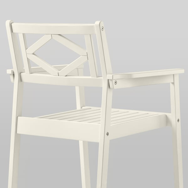 BONDHOLMEN Chaise avec accoudoirs, extérieur, blanc/beige