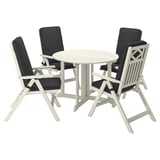 BONDHOLMEN Table+4 chais doss régl, extérieur, blanc/beige/Järpön/Duvholmen anthracite