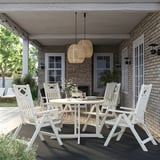 BONDHOLMEN Table+4 chais doss régl, extérieur, blanc/beige
