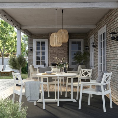 BONDHOLMEN Table+4 chaises accoud, extérieur, blanc/beige